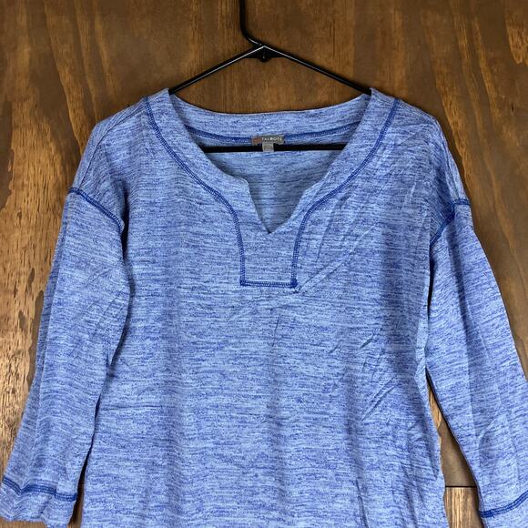 T by Talbots Women Shirt Blue Split Neck 3/4 Sleeve Athletic Stretch XS - Picture 2 of 12